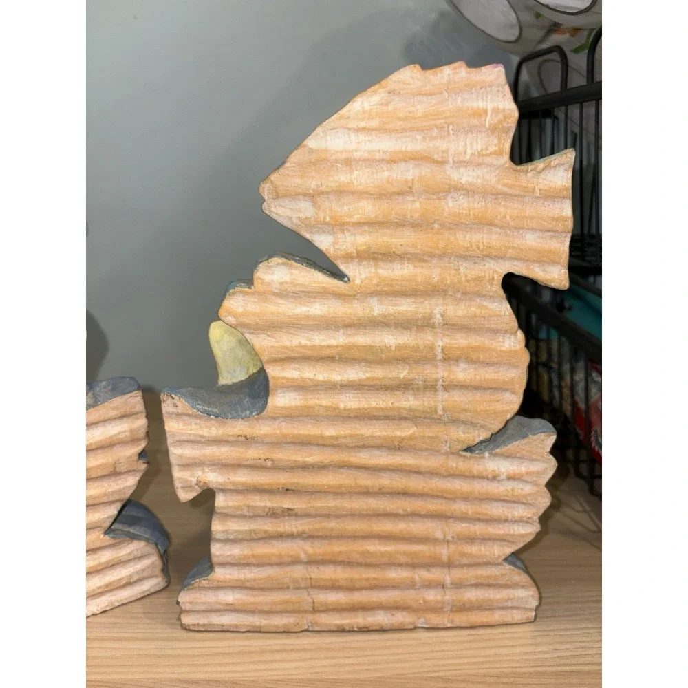 Bright Pastel Colored Ceramic Fish Figurines Bookends Book Shelf Decor Tropical